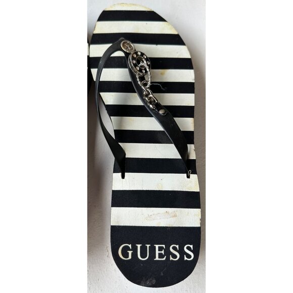 Guess Brand Women's Black White Striped Sandals w/Charms Size 9.5/10 (READ) - Picture 9 of 10